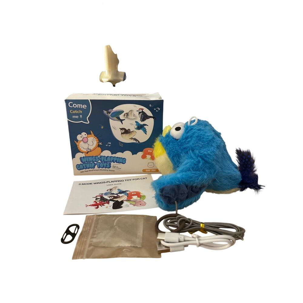New 5pc Bird 🦅 w/Flapping Wings Refillable Chirping Catnip Toy USB Rechargeable